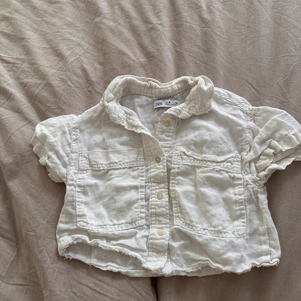 Zara Gurls White Linen Shirt